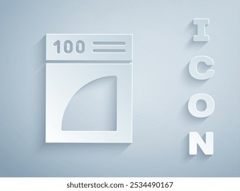 Paper cut Coffee paper filter icon isolated on grey background. Paper art style. Vector Illustration