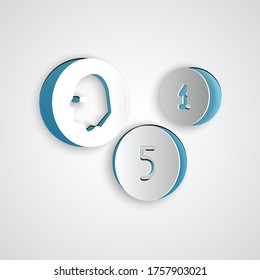Paper cut Coin money icon isolated on grey background. Banking currency sign. Cash symbol. Paper art style. Vector Illustration