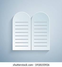 Paper cut The commandments icon isolated on grey background. Gods law concept. Paper art style. Vector.