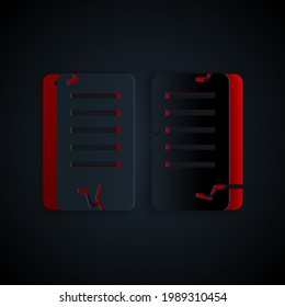 Paper cut The commandments icon isolated on black background. Gods law concept. Paper art style. Vector Illustration