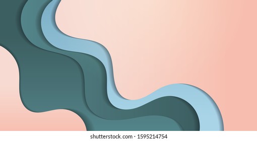 paper cut composition 3d abstract background with colorful waves carving art concept wavy layout for flyer presentation or poster horizontal vector illustration
