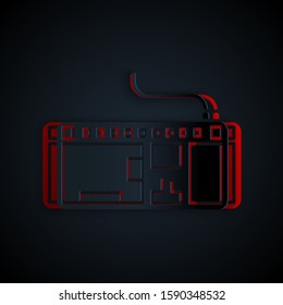 Paper cut Computer keyboard icon isolated on black background. PC component sign. Paper art style. Vector Illustration