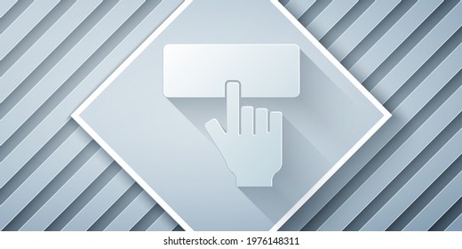 Paper cut Computer keyboard icon isolated on grey background. PC component sign. Paper art style. Vector
