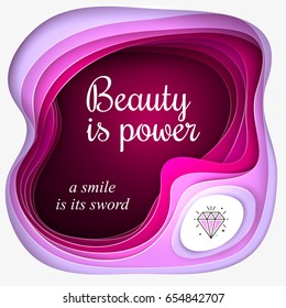 Paper cut concept. Paper carve abstract background for card, banner, brochure or flyer design in ponk, magenta, purple colors