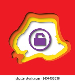 Paper cut concept icon symbol design.