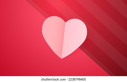 Paper cut concept in shape of heart on pink background. Vector symbols of love for Happy Women's, Mother's, Valentine's Day, birthday greeting card design.