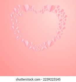 Paper cut concept in shape of a heart on pink background. Vector symbols of love for Happy Women's, Mother's, Valentine's Day, and birthday greeting card designs.
