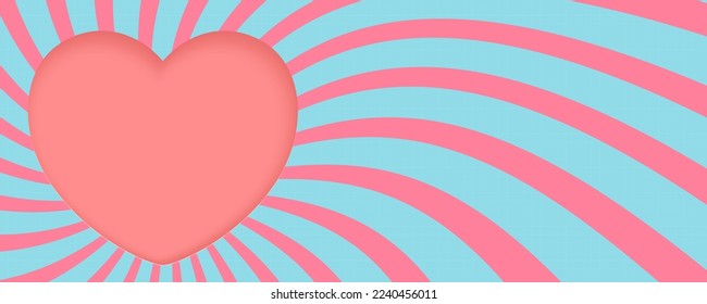 Paper cut concept in shape of pink heart on sunburst background. Vector symbols of love for Happy Women's, Mother's, Valentine's Day, birthday greeting card design.