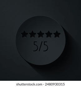 Paper cut Consumer or customer product rating icon isolated on black background. Paper art style. Vector Illustration
