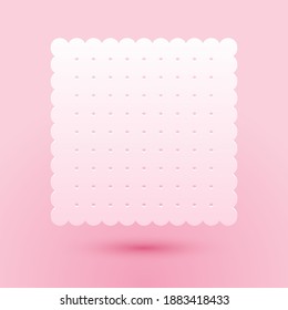 Paper cut Cookie icon isolated on pink background. Pastry sing. Biscuit symbol. Paper art style. Vector.