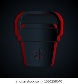 Paper cut Cooler bag icon isolated on black background. Portable freezer bag. Handheld refrigerator. Paper art style. Vector Illustration