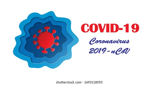 Paper cut Corona-19 corona 2019-nCoV virus concept inscription logo font design The World Health Organization, WHO officially introduces a new name for Coronavirus Disease, .