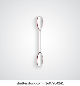 Paper cut Cotton swab for ears icon isolated on grey background. Paper art style. Vector Illustration