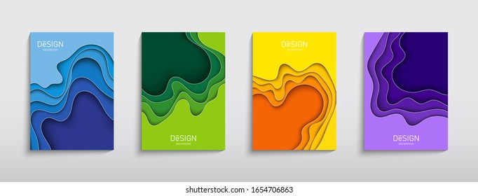 Paper cut cover background. Papercut style flyer brochure. Origami wave shape banner. Abstract creative vector paper cut illustration for banner, cover, template, poster, layout, flyer, brochure.