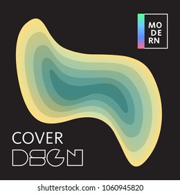 Paper cut cover with colorful layers on black background.  Abstract 3d multi layers minimal papercut. Layout witx text space for posters, banner design template. Smooth liqid flow shapes. Vector