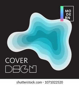 Paper cut cover with colorful layers on black background.  Abstract 3d multi layers minimal papercut. Layout witx text space for posters, banner design template. Smooth liqid flow shapes. Vector