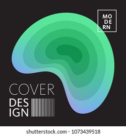 Paper cut cover with colorful layers on black background.  Abstract 3d multi layers minimal papercut. Layout witx text space for posters, banner design template. Smooth liqid flow shapes. Vector