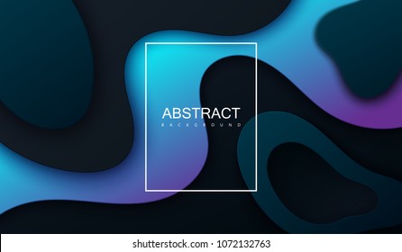 Paper cut cover design. Vector futuristic illustration of wavy paper layers. Abstract creative background with fluid color shapes. Dynamic papercut modern banner template