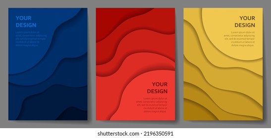 Paper cut cover. Frame design with abstract waves.