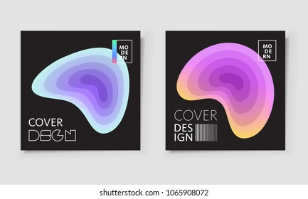Paper cut covers with colorful layers on black background.  Abstract 3d multi layers minimal papercut. Layout witx text space for posters, banner design template. Smooth liqid flow shapes. Vector