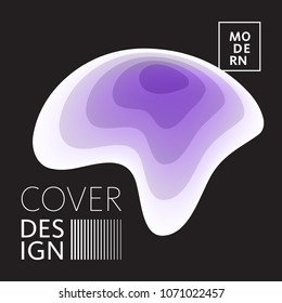 Paper cut covers with colorful layers on black background.  Abstract 3d multi layers minimal papercut. Layout witx text space for posters, banner design template. Smooth liqid flow shapes. Vector