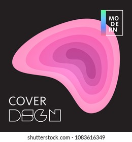 Paper cut covers with colorful layers on black background.  Abstract 3d multi layers minimal papercut. Layout witx text space for posters, banner design template. Smooth liqid flow shapes. Vector