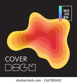 Paper cut covers with colorful layers on black background.  Abstract 3d multi layers minimal papercut. Layout witx text space for posters, banner design template. Smooth liqid flow shapes. Vector