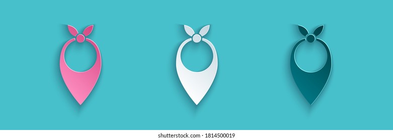 Paper cut Cowboy bandana icon isolated on blue background. Paper art style. Vector