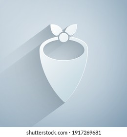 Paper cut Cowboy bandana icon isolated on grey background. Paper art style. Vector
