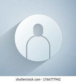 Recorte de papel Crear un icono de pantalla de cuenta aislado en fondo gris. Estilo de arte de papel. Ilustración vectorial