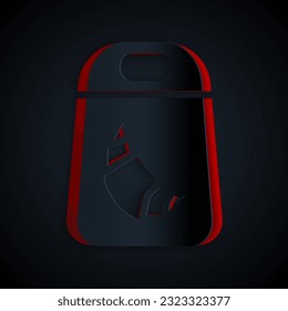Paper cut Croissant package icon isolated on black background. Paper art style. Vector