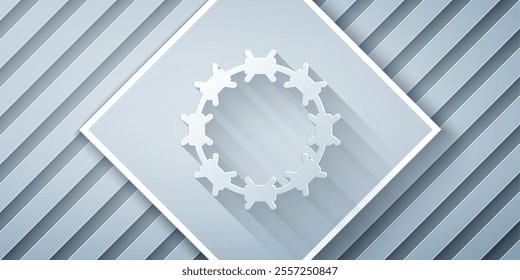 Paper cut Crown of thorns of Jesus Christ icon isolated on grey background. Religion, bible, christianity concept. Paper art style. Vector