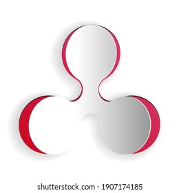 Paper cut Cryptocurrency coin Ripple XRP icon isolated on white background. Digital currency. Altcoin symbol. Blockchain based secure crypto currency. Paper art style. Vector.
