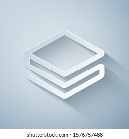 Paper cut Cryptocurrency coin Stratis STRAT icon on grey background. Physical bit coin. Digital currency. Altcoin symbol. Blockchain based secure crypto currency. Paper art style. Vector Illustration