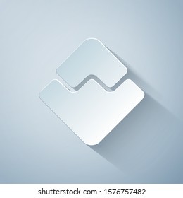 Paper cut Cryptocurrency coin Waves icon isolated on grey background. Physical bit coin. Digital currency. Altcoin symbol. Blockchain based secure crypto currency. Paper art style. Vector Illustration