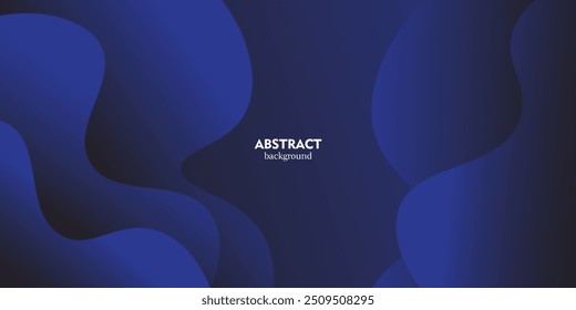 Paper cut dark blue abstract background with liquid black gradient colors in the background. Geometric wavy shape pattern.