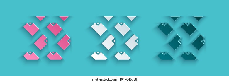 Recorte de papel Icono de flujo de datos aislado en fondo azul. Estilo de arte de papel. Vector