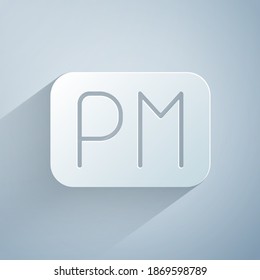 Paper cut Day time icon isolated on grey background. Time symbol. Paper art style. Vector
