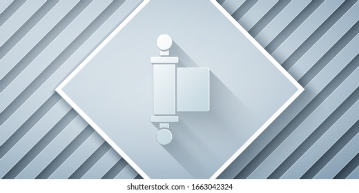 Dekret, Papier, Pergament, Bildlaufsymbol einzeln auf grauem Hintergrund. Chinesischer Bildlauf. Kunststil aus Papier. Vektorillustration-Illustration
