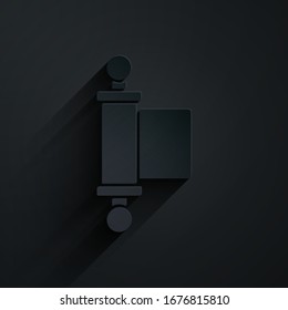 Cortar papel Decreto, papel, pergamino, icono de desplazamiento aislado en fondo negro. Desplazamiento chino. Estilo de arte de papel.  Ilustración vectorial