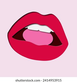 Paper cut deep style Paper art lips, mouth