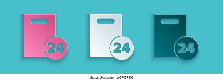 Papierschnitt Lieferung mit Kartons Symbol einzeln auf blauem Hintergrund. Tür zu Tür Zustellung durch Kurier. Kunststil aus Papier. Vektorillustration-Illustration