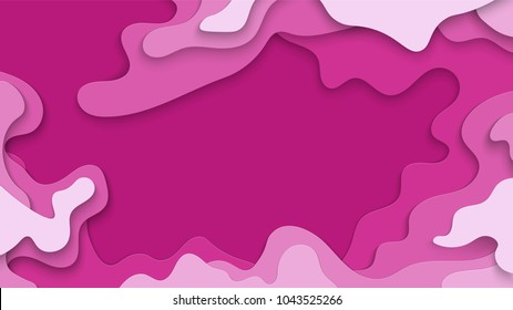 Paper cut design with 3D abstract background for flyers, tickets, posters, presentations, invitations. Shades of pink for japanese hanami - days of sakura blossom. Colorful carving art. Vector.
