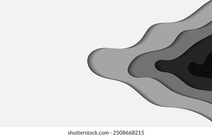 Diseño de corte de papel con fondo abstracto. Diseño de Vector para presentaciones de negocios, Anuncio, volantes, carteles e invitaciones. blanco, color negro