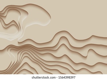 Paper cut design concept for flyers, presentations and posters. abstract topographic map concept with space for your copy. 3D Cartography concep background. Map mockup infographics. Wavy backdrop