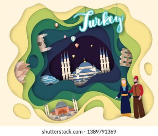 Paper cut design of Tourist Travel