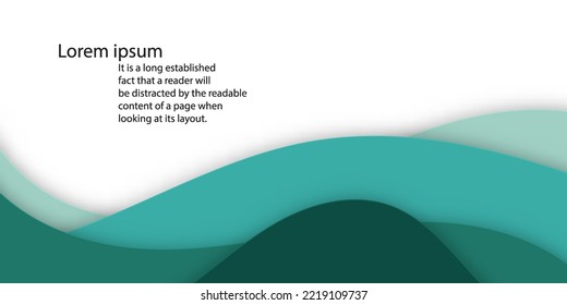 Paper cut design wave green color. vector abstract background. layout blank use for text message presentations. green color wallpaper. Banner layout.