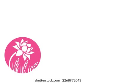 Paper cut design: white lotus in the pink natural background 
