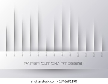 Paper cut diagram chart with shadow. Vector white infographic design concept. Analytical diagram grey background
