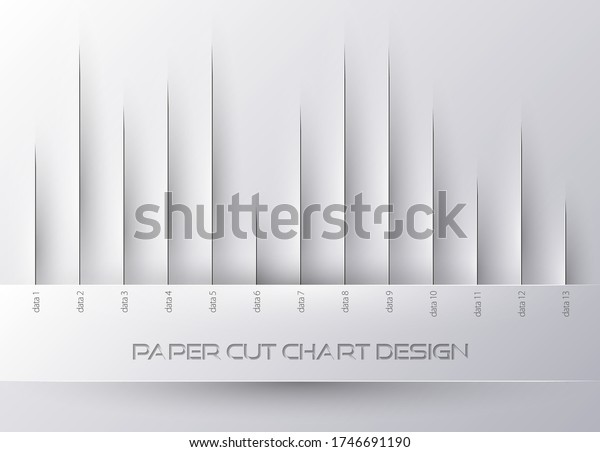 Paper cut\
diagram chart with shadow. Vector white infographic design concept.\
Analytical diagram grey\
background